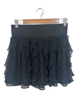 EXPRESS DESIGN STUDIO Black Tiered Ruffle Mini Skirt Chiffon Layered Y2K Size S